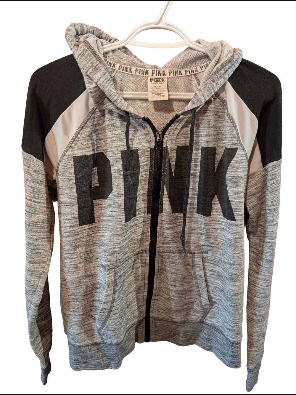 Victoria's Secret PINK Heather Gray and Black Zip Hoodie